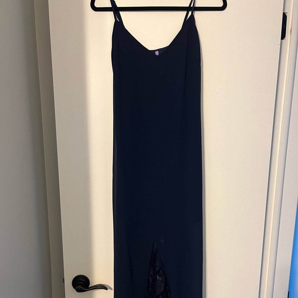 Lulus Navi maxi dress with lace detail at bottom